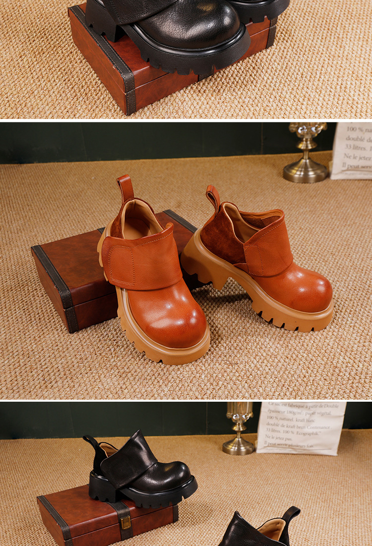 Boot Martin nữ da bò sáp cổ ngắn phong cách cổ điển — màu đen, nâu