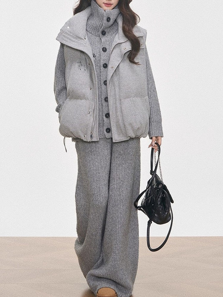 Vest Cotton Suit Women's 2025 New Vest + Knitted Suit Two-Piece Set Slim and Versatile Autumn and Winter Trend