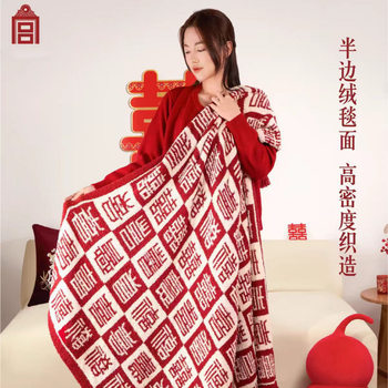 Baixi Blanket Office Nap Blanket Lunch Break Blanket Four Seasons Thickened Half Velvet Blanket Knitted Blanket Wedding Gift Forbidden City