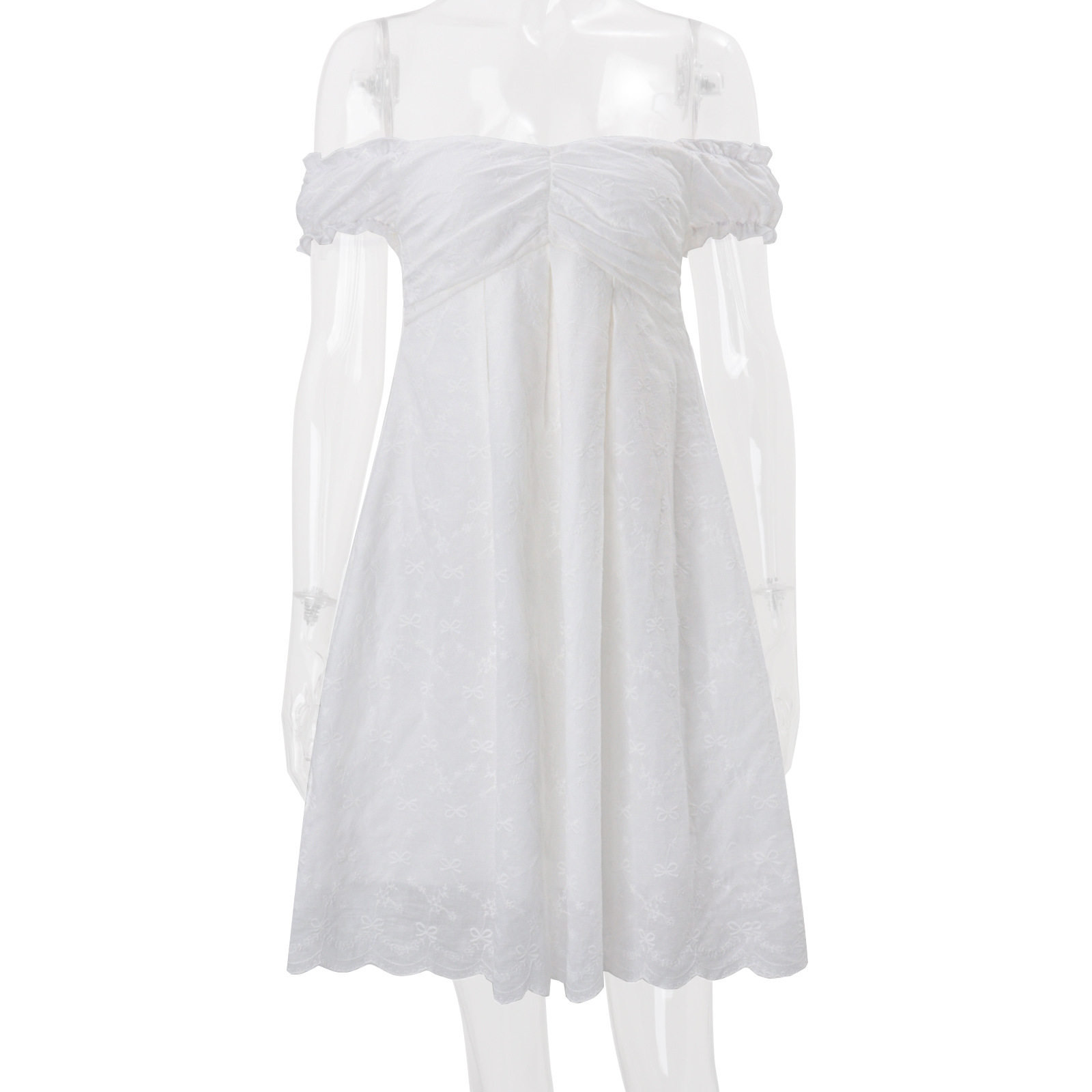 Summer Womens Dress Fashionable Sweetheart Neckline Puff Sleeve Loose Fit Solid Color Wholesale Available