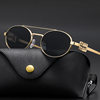 European and American Cone High-End Sunglasses Miaojia Catwalk Style Metal Frame Oval Dark Green Retro Korean Style Sunglasses for Women