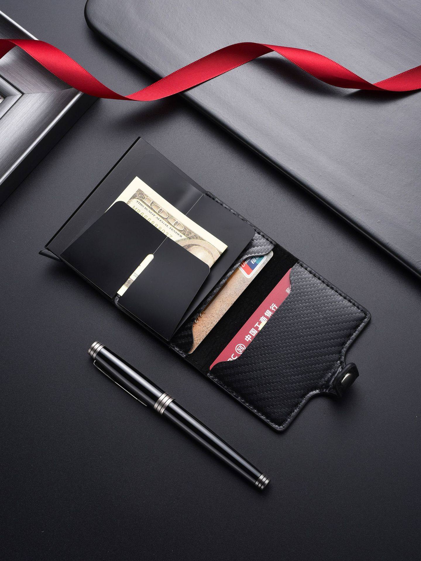 2025 Cross-Border Multi-Card Slot Automatic Card Pop-Up Wallet New Men's Small Card Holder European and American Business Buckle Thin Card Case