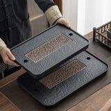 Легкий роскошный бытовой чайный поднос из искусственного фарфора Wujin, чайный сервиз, небольшой чайный столик, сухой стол для заваривания воды и дренажа, каменный чайный поднос Wujin