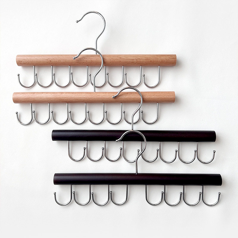 Factory wholesale solid wood hangers net red ins multifunctional home student dormitory underwear vest storage 8 hook drying