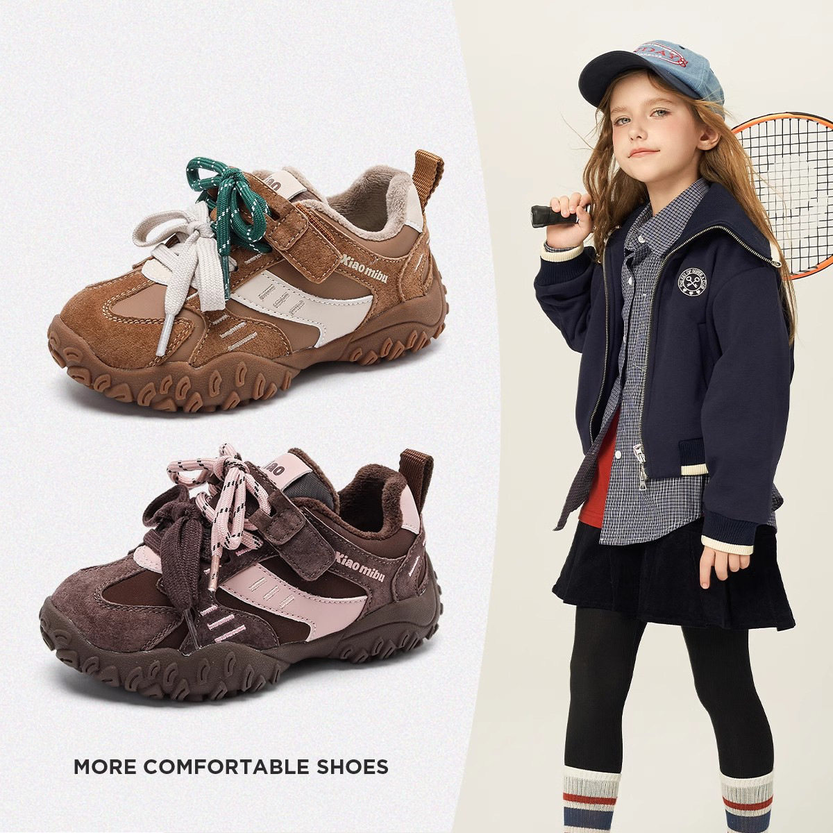 Girls' Sports Shoes 2025 Winter New Style Fleece-Lined Dad Shoes Two-Cotton Kidsren's Casual Shoes Boys' Thickeneded Kidsren's Shoes
