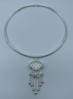 大银家花丝长命锁足银明制璎珞