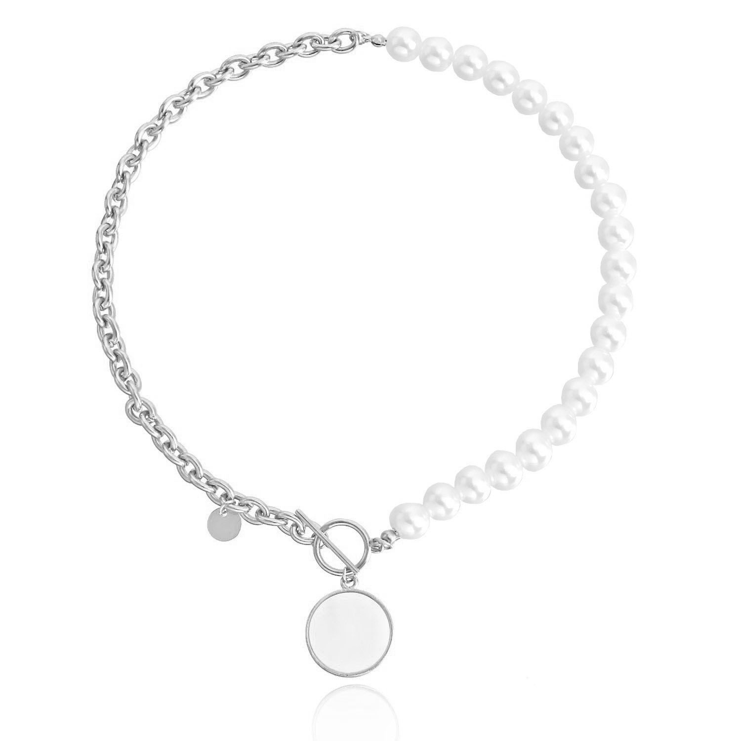 欧美跨境饰品 朋克锁骨链小众设计贝母项链女 潮流合金毛衣链项饰