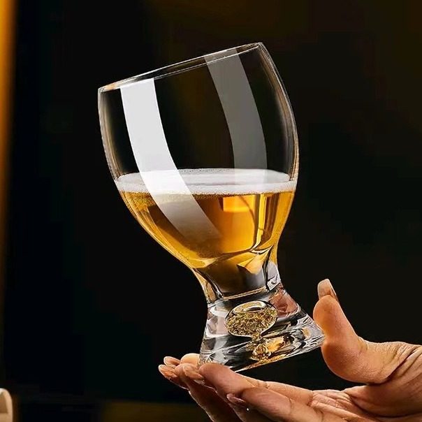 Crystal Glass Gold Foil Beer Cup Accessible Luxury High-end Wheat Cup Draft Beer Home Popular Creative Craft Set Large Capacity