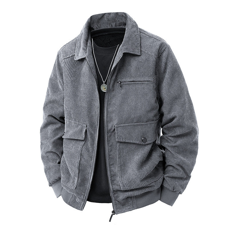 Áo Khoác Bomber Nam Cổ Bẻ Vải Lanh Gân Phong Cách Công Sở Màu Nâu, Đen, Xám, Xanh Lá...