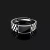New Chessboard Pad Ring Men's Trendy Brand All-match Personalized Retro High-end Glue Dropping Single Ring Open Men's Ring