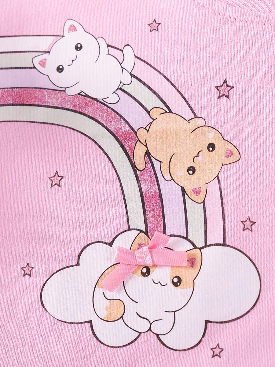 Grosir Pakaian Anak Pabrik, Set Anak Perempuan Musim Panas, Set Anak Pelangi Lucu Manis