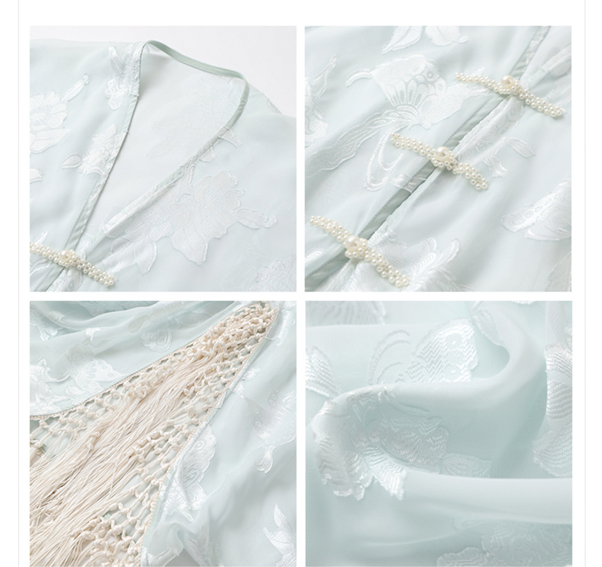 Bộ đầm yếm dài kèm áo cardigan dài tay thêu họa tiết tua rua nữ — Áo cardigan tua rua (giao hàng trong 7 ngày), Áo cardigan tua rua (giao hàng trong ngày), Váy yếm (giao hàng trong 7 ngày), Váy yếm (giao ngay trong ngày)