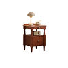 Small Apartment Bedside Table, French Retro Solid Wood, Extremely Narrow Double-Layer Drawer Bedside Storage Cabinet for Small Apartments