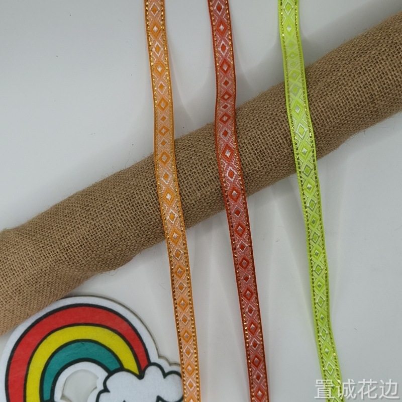 2025 New Ethnic Jacquard Webbing National Style Small Fresh Quadrilateral Square Clothing Accessories Width 1.2 cm