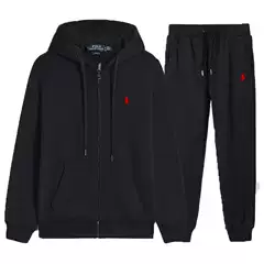Cross-Border Rl Trendy Brand Embroidered Pony Logo Fleece Zipper Sweatshirt Men's Autumn and Winter Hoodie Fleece Suit