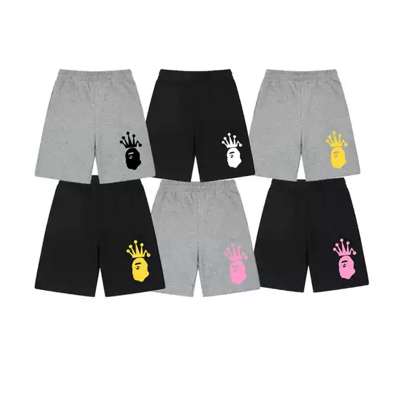 Trendy American Brand Stussy X Bape Ape Head Side Print Unisex Casual Shorts