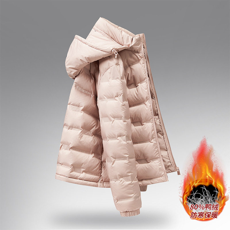 2023 autumn and winter New hooded down jacket couple's casual warm jacket men's solid color simple women's plus size down jacket