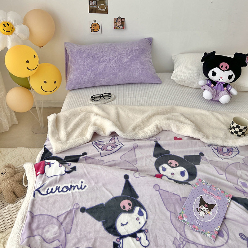 Cross-border Foreign Trade Wholesale Sanrio Autumn and Winter Warm Blanket Thickened Milk Velvet Lamb Velvet Blanket Nap Blanket