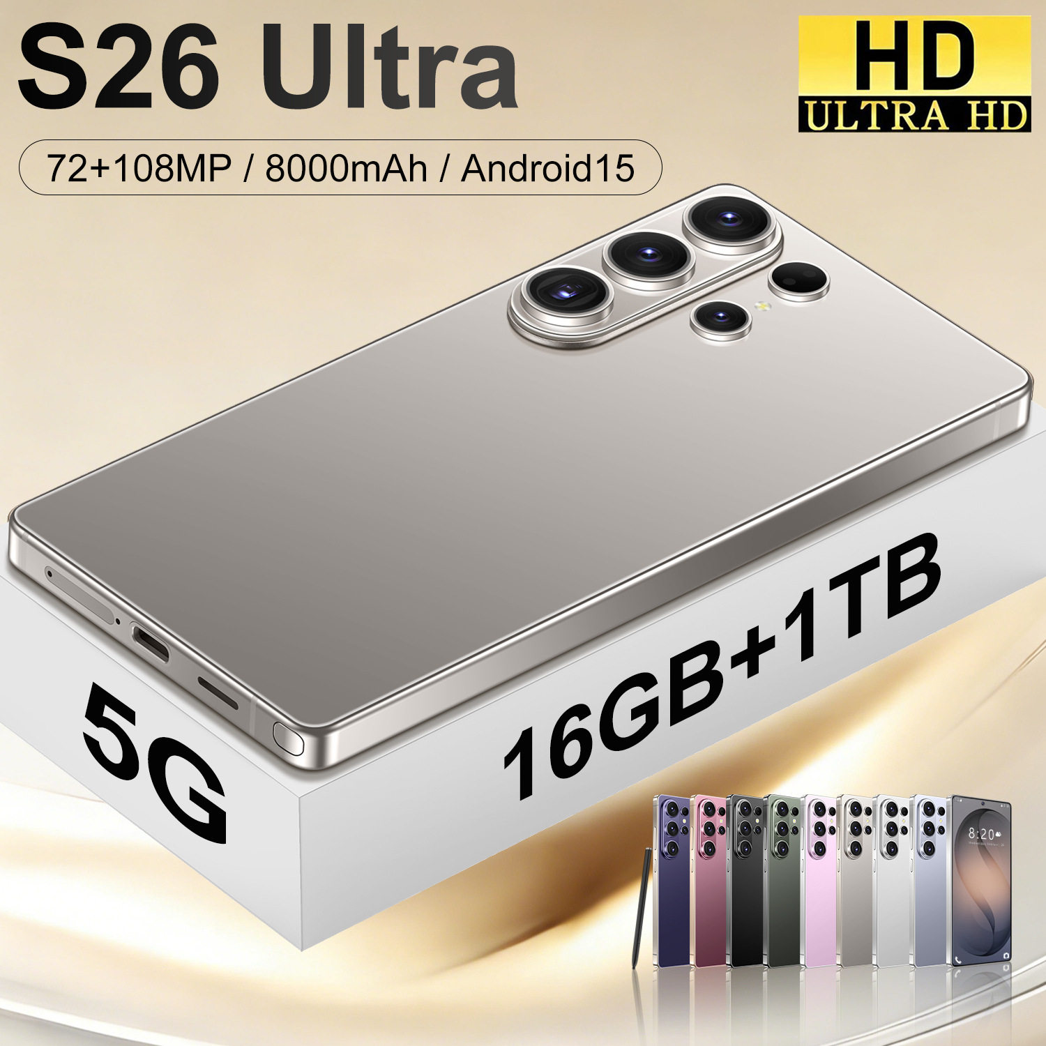 热销 跨境手机S26Ultra 16+1TB 穿孔7.3寸大屏外贸智能手机工厂批