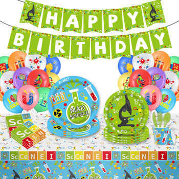 Learning Science Themed Tableware Disposable Paper Cups Paper Plates Paper Towels Birthday Party Set Food Grade Biodegradable