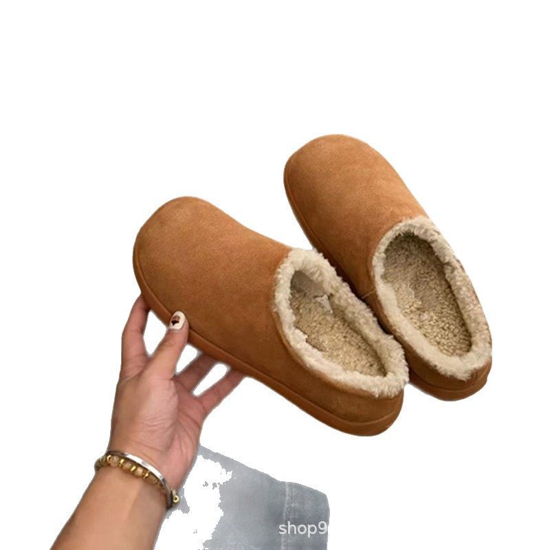 Iug Sanpo Little Potato Sheepskin Integrated Half Slippers Snow Boots Women's Cotton Winter Curly Potato Women's Slippers