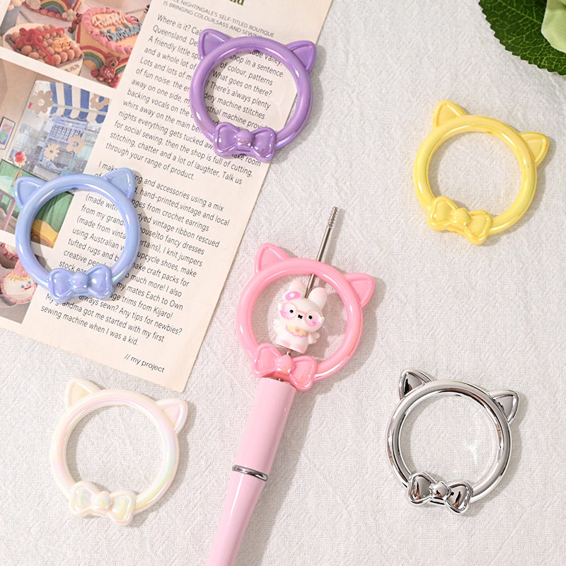 ลูกปัดรูใหญ่ทรงวงกลม หัวแมว KT แบบกลวง ลายการ์ตูนน่ารัก สำหรับ DIY โซ่ห้อยโทรศัพท์ อุปกรณ์เสริมลูกปัดปากกา