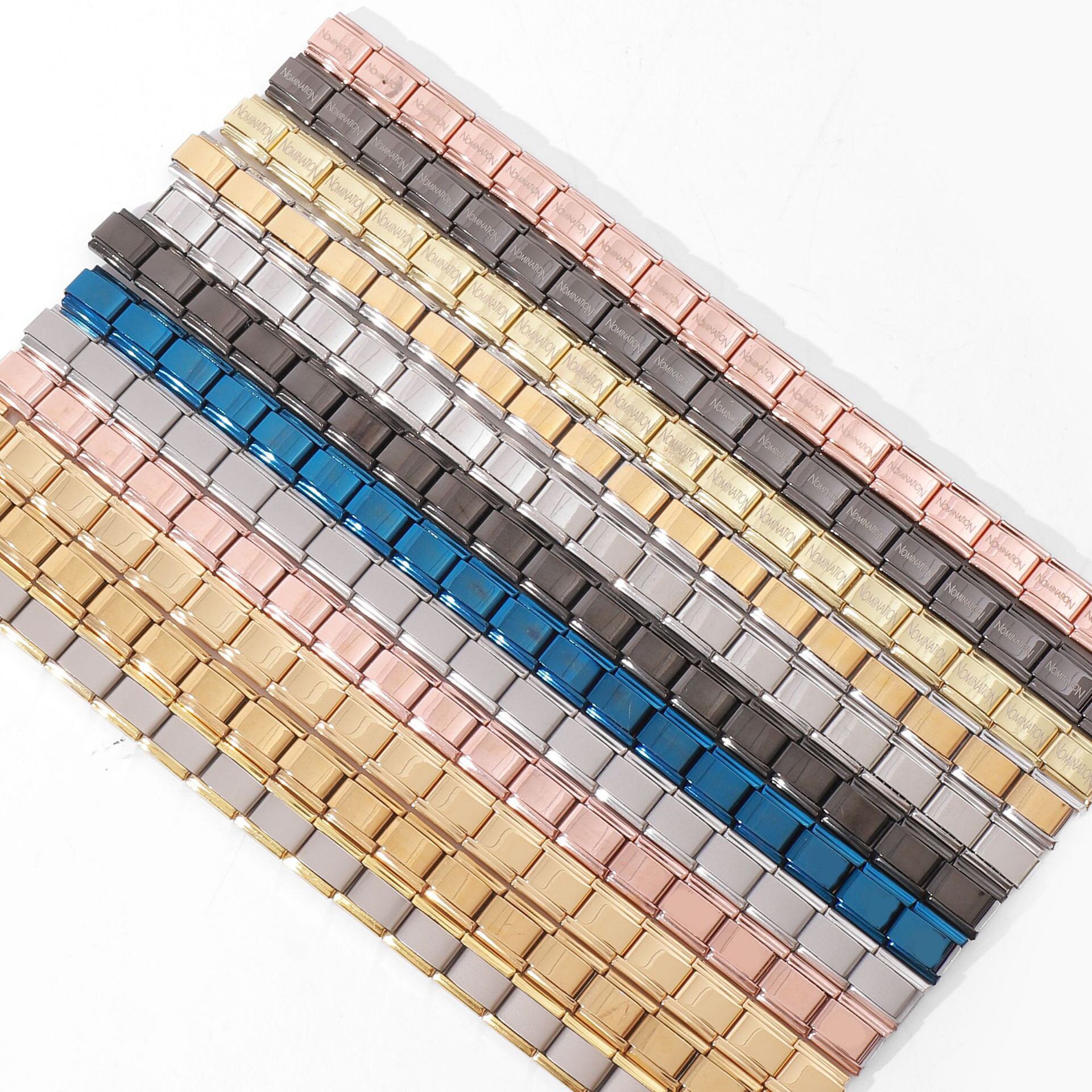 Italy module bracelet elastic splicing stainless steel square titanium steel strap chain manufacturers wholesale cross-border explosions