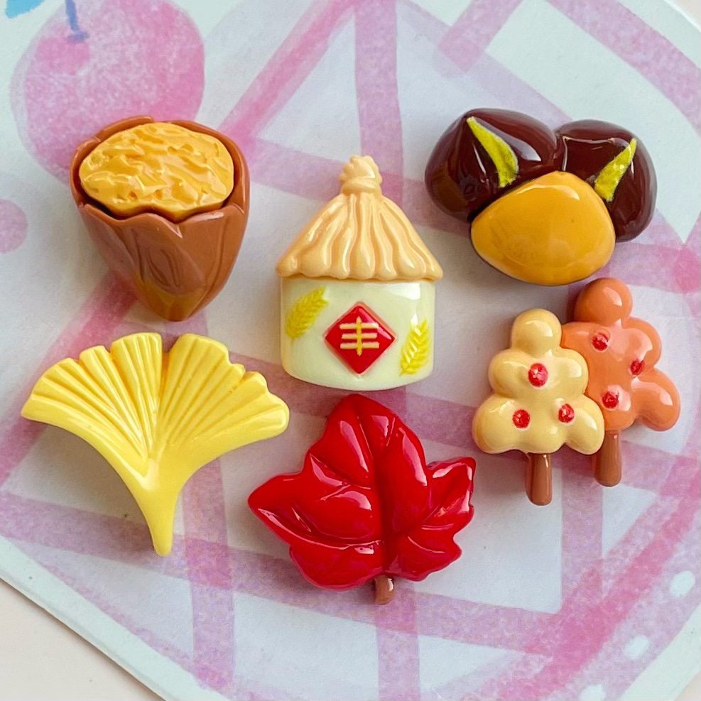 Cartoon Autumn Harvest Bumper Crop Food Toy Hazelnut Chestnut DIY Resin Accessories Cream Glue Mobile Phone Case Hair Accessories Material