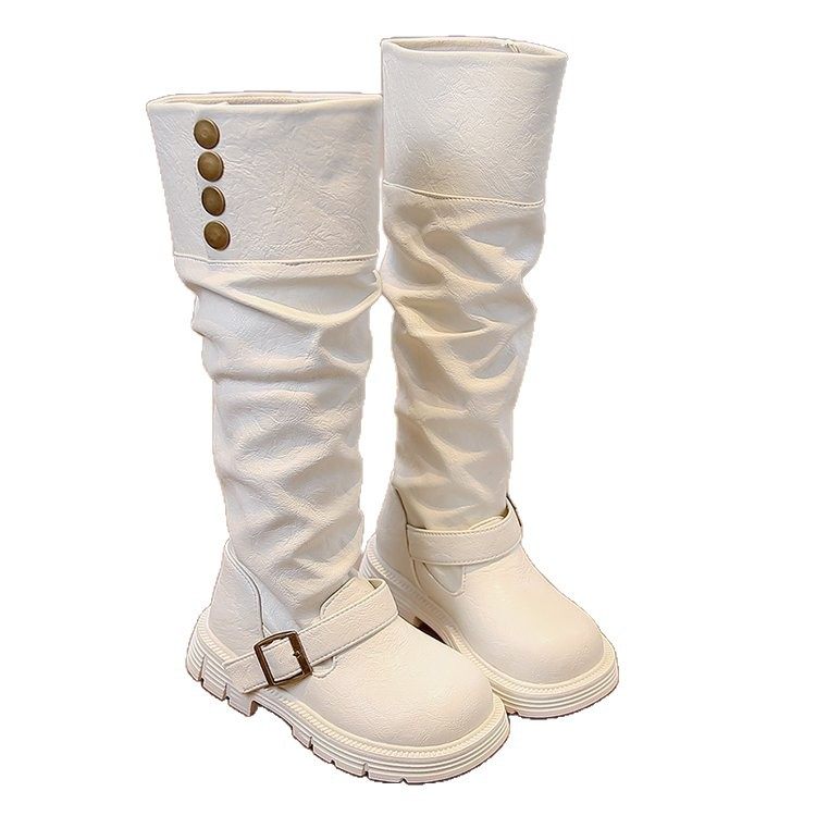 Western Cowboy Wasteland Style Long High Boots for Women 2025 Autumn and Winter New Thick-Soled Pile Boots Two-Wear Knight Boots