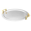 Thickened Stainless Steel Mirrored Plate with Ears, Round Square Flats Bottom Tray, Snack Tray, Commercial Dining Tray, Hotel Buffet Tray