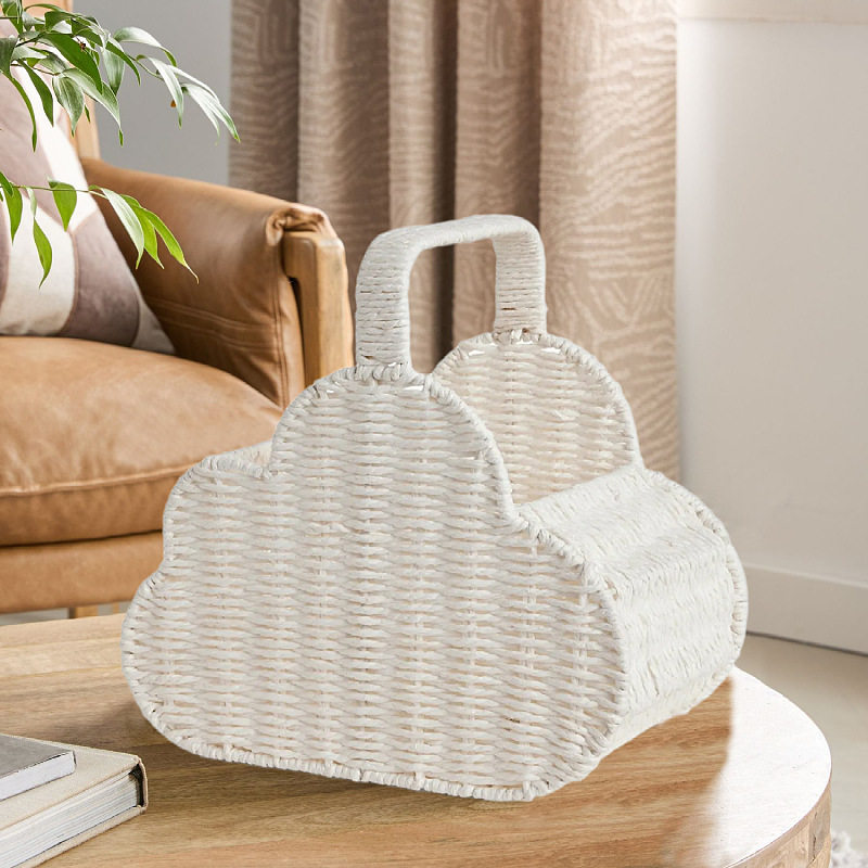 Nordic Paper Rope Woven Cloud-Shaped Storage Basket Children's Outdoor Portable Basket Picnic Basket Hand-Woven Flower Basket