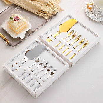 Stainless Steel Cake Cutlery Set Dessert Spoon Salad Fork Fruit Fork Baking Utensils Birthday Gift