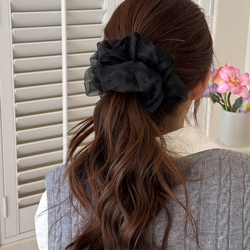 Ballet Style Mesh Ribbon Bow Large Intestine Hair Tie for Women High Elastic Ball Hair Rope Rubber Band Head Flower Hair Accessories