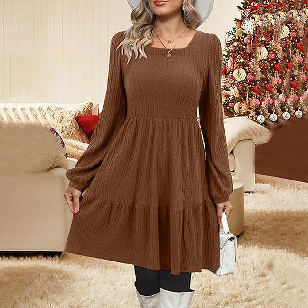 Elegant Womens Midi Dress Stylish Versatile Youthful Perfect for Autumn and Winter Office Wear Wholesale Available