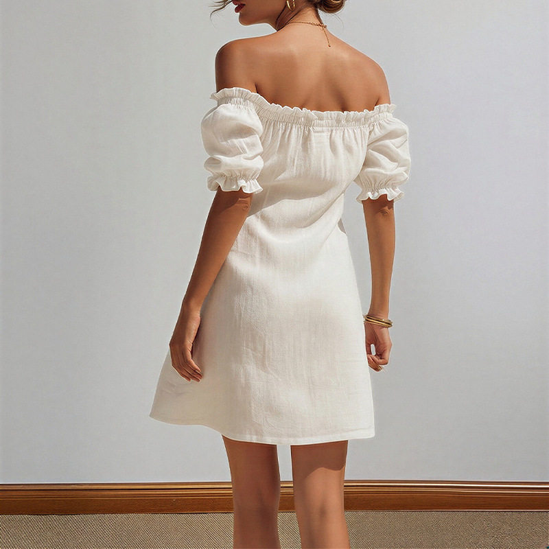 Summer Womens Dress Elegant Solid Color Off Shoulder Bodycon Mini Skirt Perfect for Casual Outings Wholesale