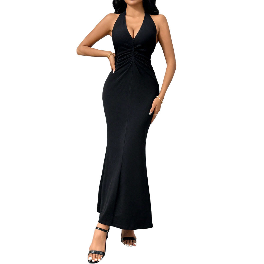 Elegant V Neck Backless Maxi Dress Sexy Party Ready Sophisticated Style Perfect for Evening Events Wholesale