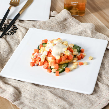 Ceramic Rectangular Western Tableware White Dessert Plate Cake Flat Plate Home Sushi Snack Mousse Flat Plate