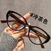 2024 New Maillard Glasses Frame Orange Cat Black Frame Cat Eye Glasses for Myopia Can Be Matched with Prescription Women Without Makeup Anti-Blue Light