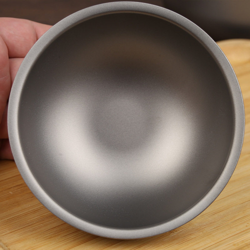 Pure Titanium Double-Layer Japanese-Style Bowl for Home Use, Double-Layer Insulated Rice Bowl, Outdoor Soup Bowl, Camping Anti-Scalding Instant Noodle Bowl, Portable for Hiking