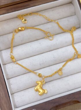 金店同款新款四叶草小蛮腰脚链 女士脚饰时尚气质脚踝链保色