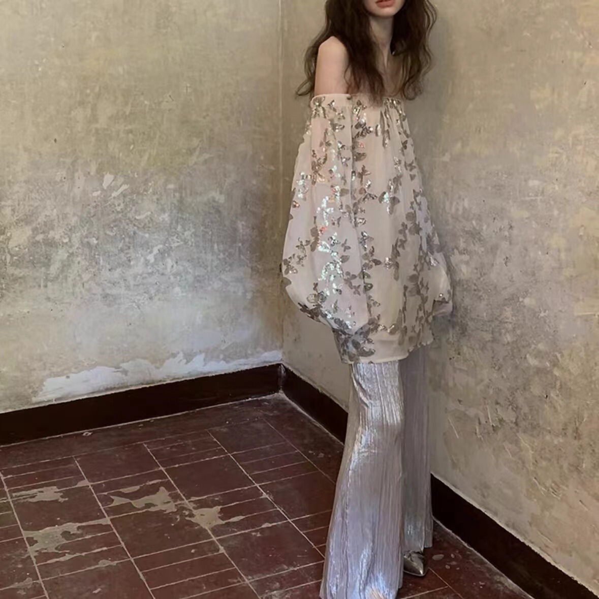 Đầm dài thêu sequin quyến rũ dáng trễ vai — Áo quây Chất lượng cao, Váy liền trễ vai, Váy liền kiểu cardigan
