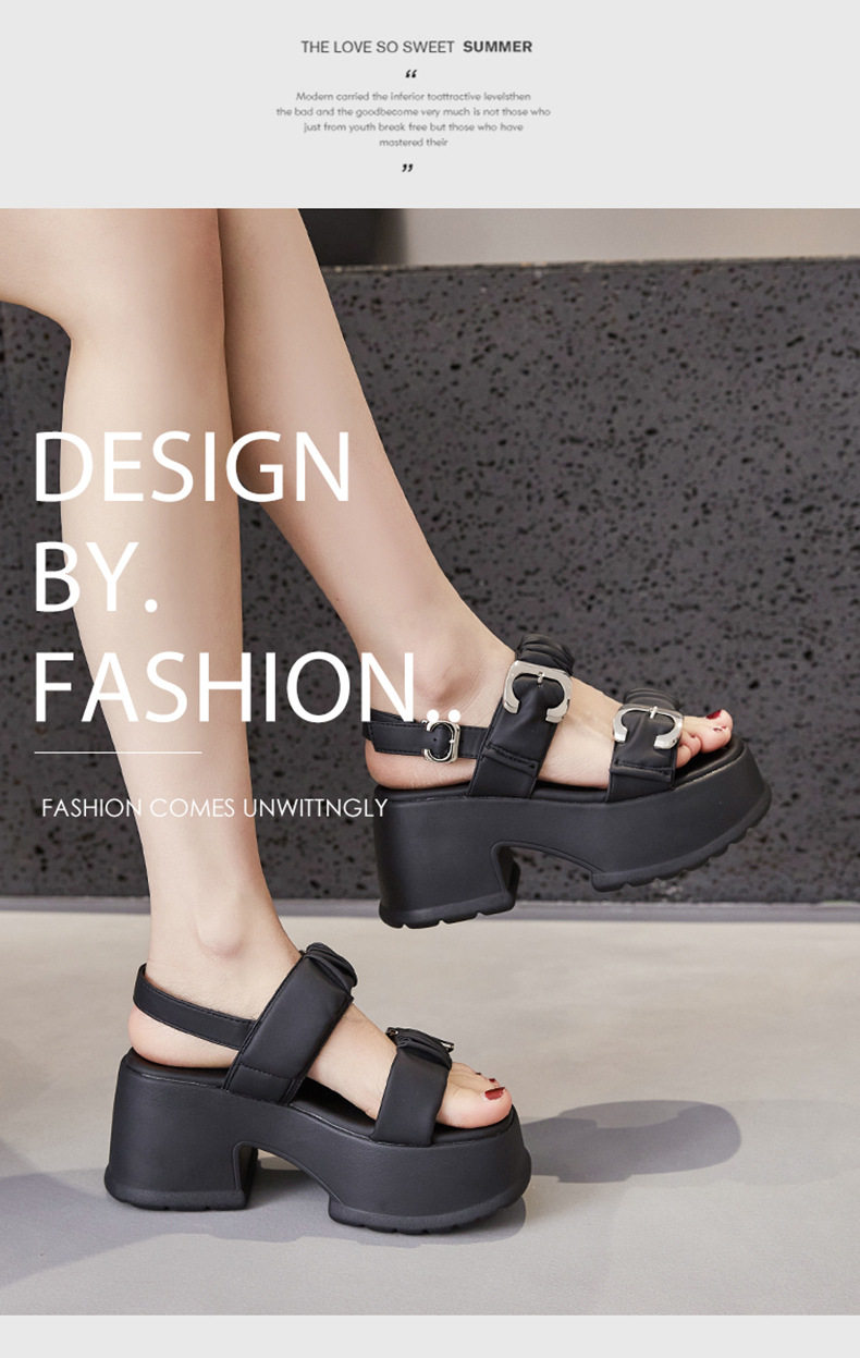 Dép sandal nữ quai chữ V đơn giản mùa hè — Len tinh khiết, Đen chi tiết 9
