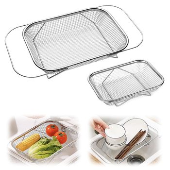 Stainless Steel Drain Basket Kitchen Sink Telescopic Sink Drain Rack Tableware Bowls and Chopsticks Drain Rack Drain Basket