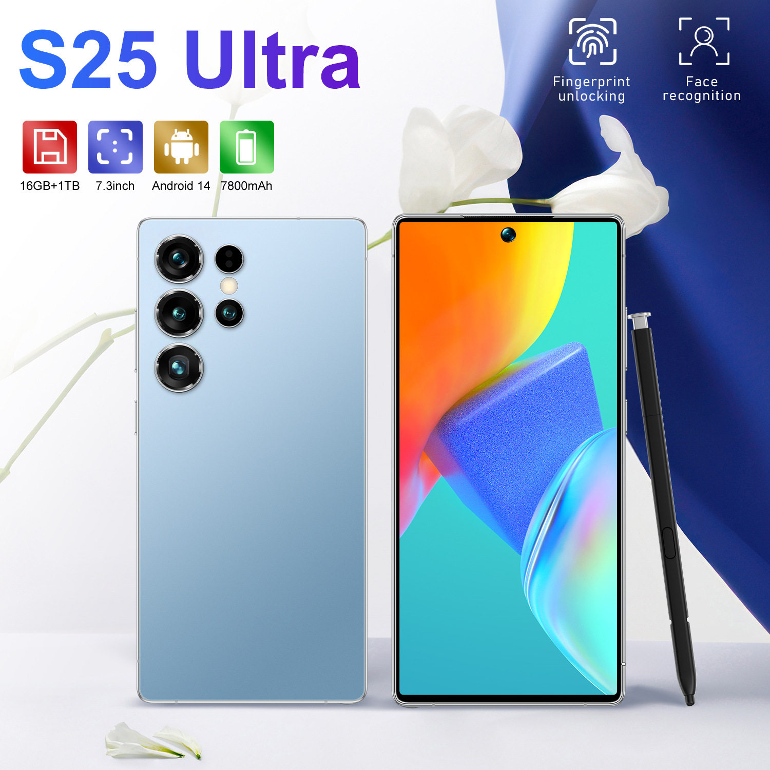 新款跨境S25 Ultra大屏智能手机全球版真4G安卓14外贸OTG工厂手机