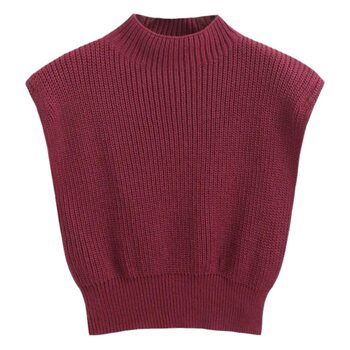 Cross-Border Foreign Trade European and American Knitted Turtleneck Vest Amazon Aliexpress Popular Ribbed Sweater Vest Solid Color Pullover