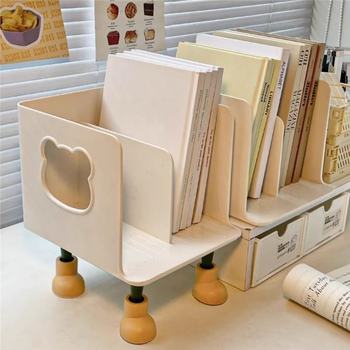 Cute Bear Desktop Book Stand Creative Little Feet Student Bookshelf Dormitory Storage Portable Book Book Clip Storage Rack