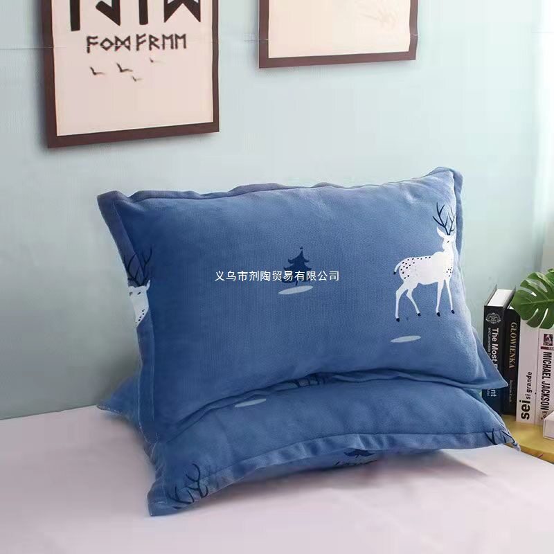[Coral Velvet Pillowcase] ​​Flannel Pillowcase Plus Velvet Pillow Cover Bed Pillowcase Winter Warm Stuffed Pillow Cover