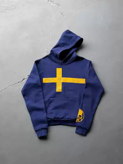 Peace in War Piw High-Quality Heavyweight American Street Style Cross Print Hooded Sweatshirt Trendy Brand Jacket