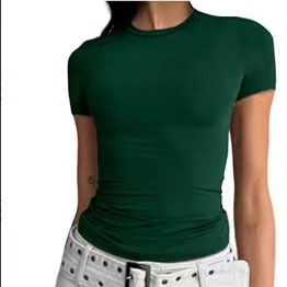 欧美女装休闲长袖t恤春秋纯色修身套头衫t恤女街装打底衫上衣