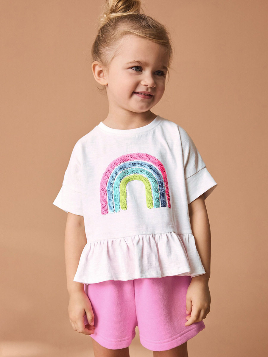 New Summer Girls' Set, Cute Rainbow Kids' Clothing, Cotton Girls' Set Wholesale
